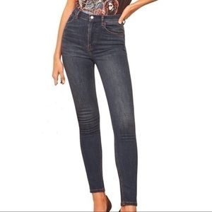 NEW Reformation Women’s Dark Blue Wash Harper High Rise Skinny Jeans